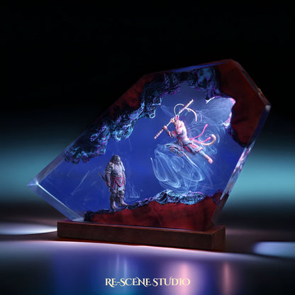 W.ukong V.s. B.ull K.ing Resin Lamp — Display Setup | Artisan Resin Art Lamp, Ambient Light for Home or Office