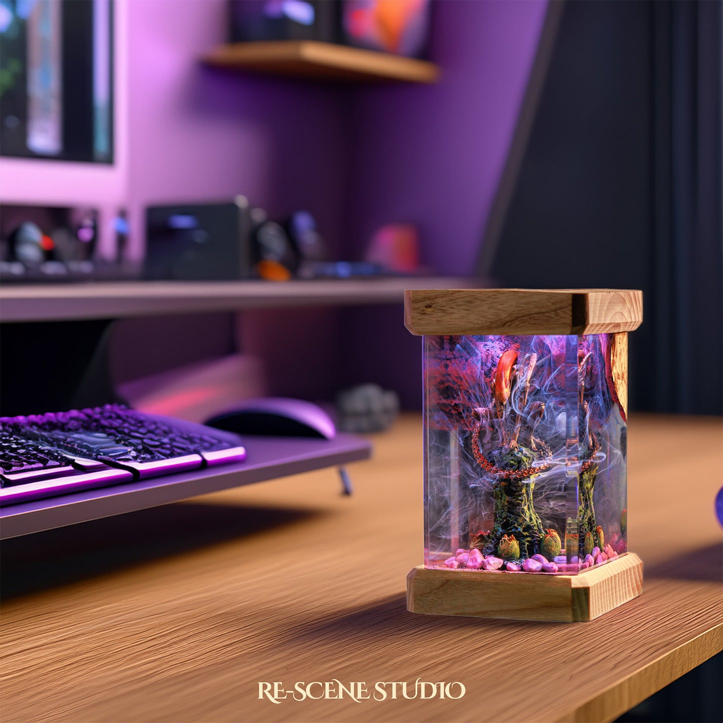 Xenomorph Resin Epoxy Lamp Multicolor / Size M: 6 x 6 x 12 (cm) – Handmade Resin Lamp by Rescene Studio | Rescene Studio