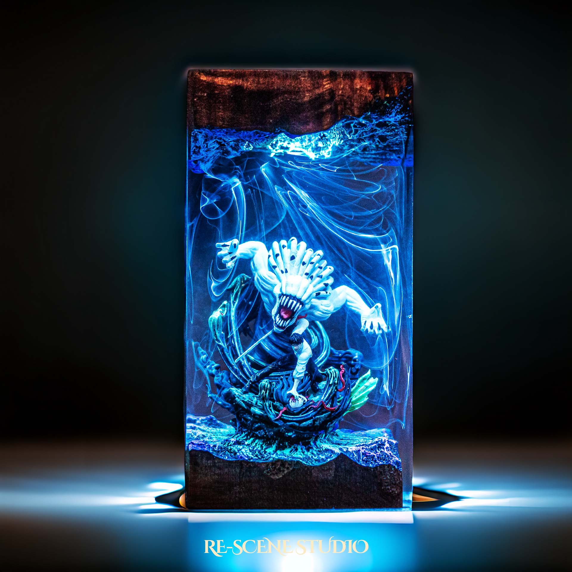 Yuta Okkotsu Resin Lamp — Closeup Detail | Original Epoxy Resin Sculpture with Built-in LED Glow
