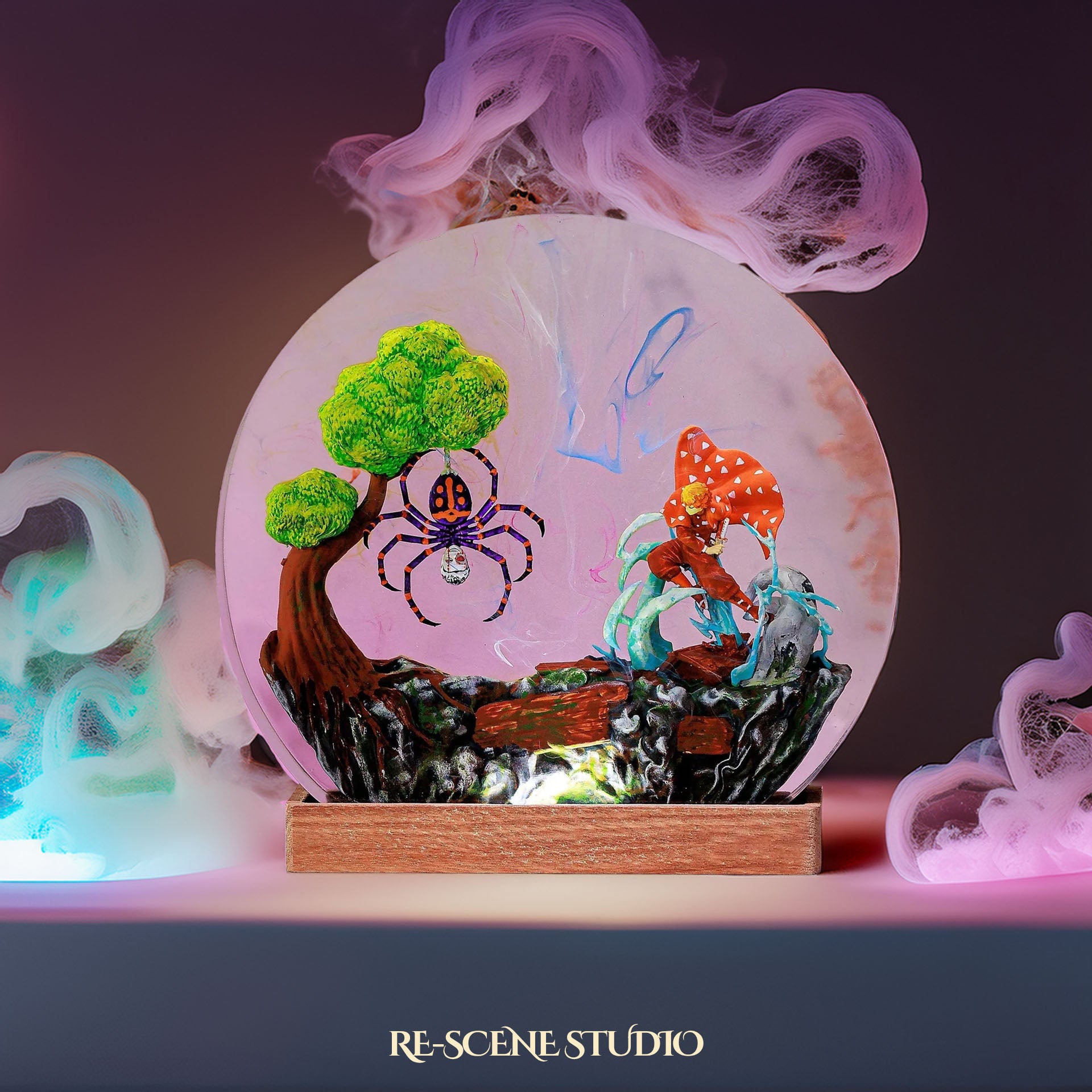 Zenitsu Resin Epoxy Lamp – Demon Slayer Multicolor / Size M: 13 x 12 (cm) – Handmade Epoxy Resin Lamp by Rescene Studio | Rescene Studio