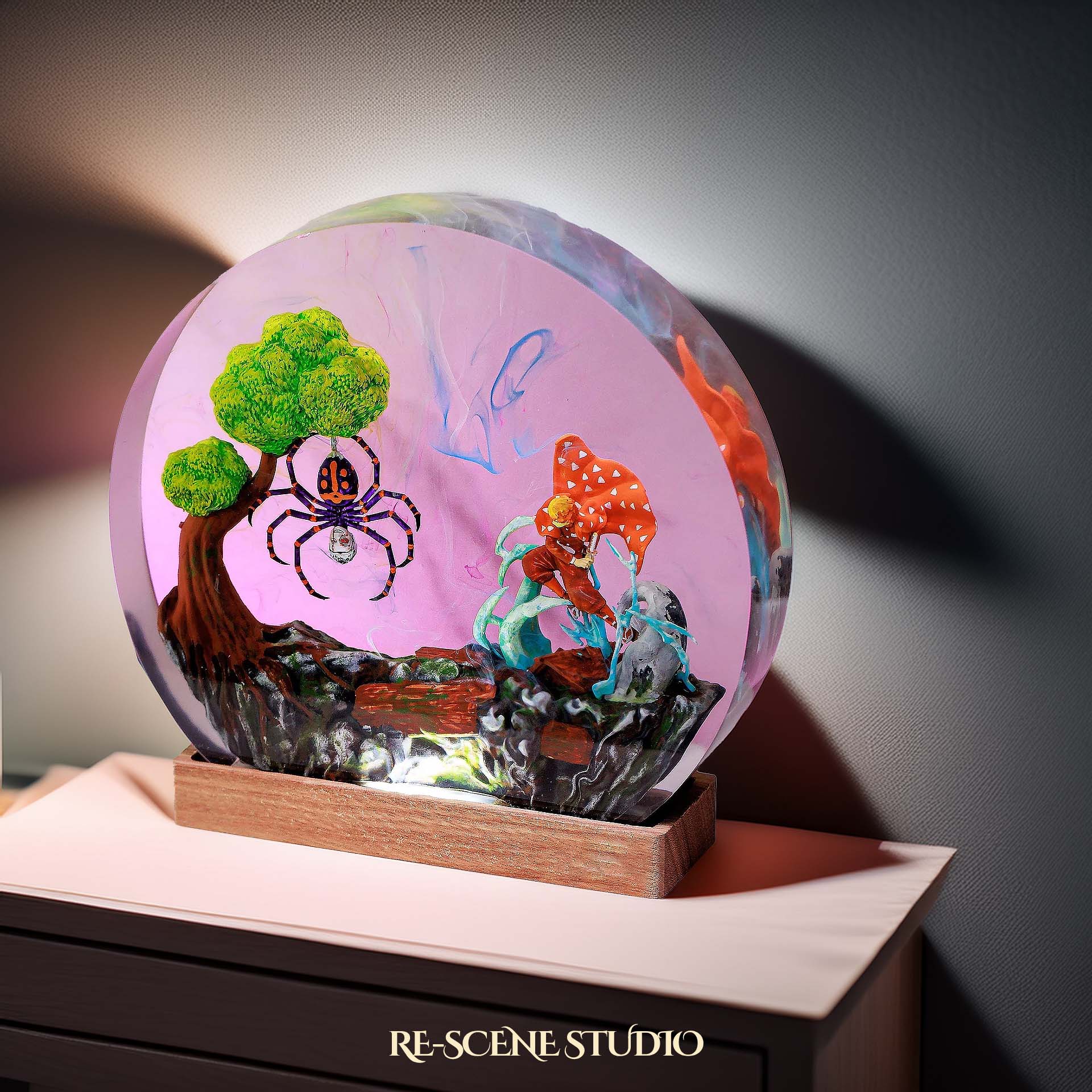 Zenitsu Resin Epoxy Lamp – Demon Slayer Multicolor / Size M: 13 x 12 (cm) – Handmade Epoxy Resin Lamp by Rescene Studio | Rescene Studio