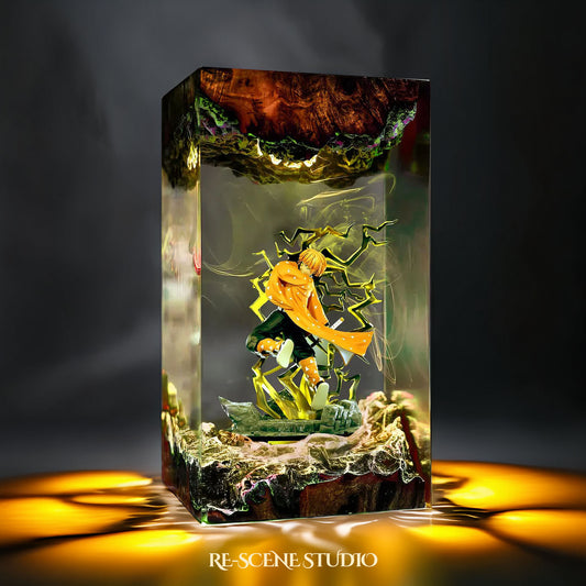 Zenitsu Resin Epoxy Lamp – Demon Slayer Multicolor / Size M: 7 x 13 x 7 (cm) – Handmade Resin Lamp by Rescene Studio | Rescene Studio