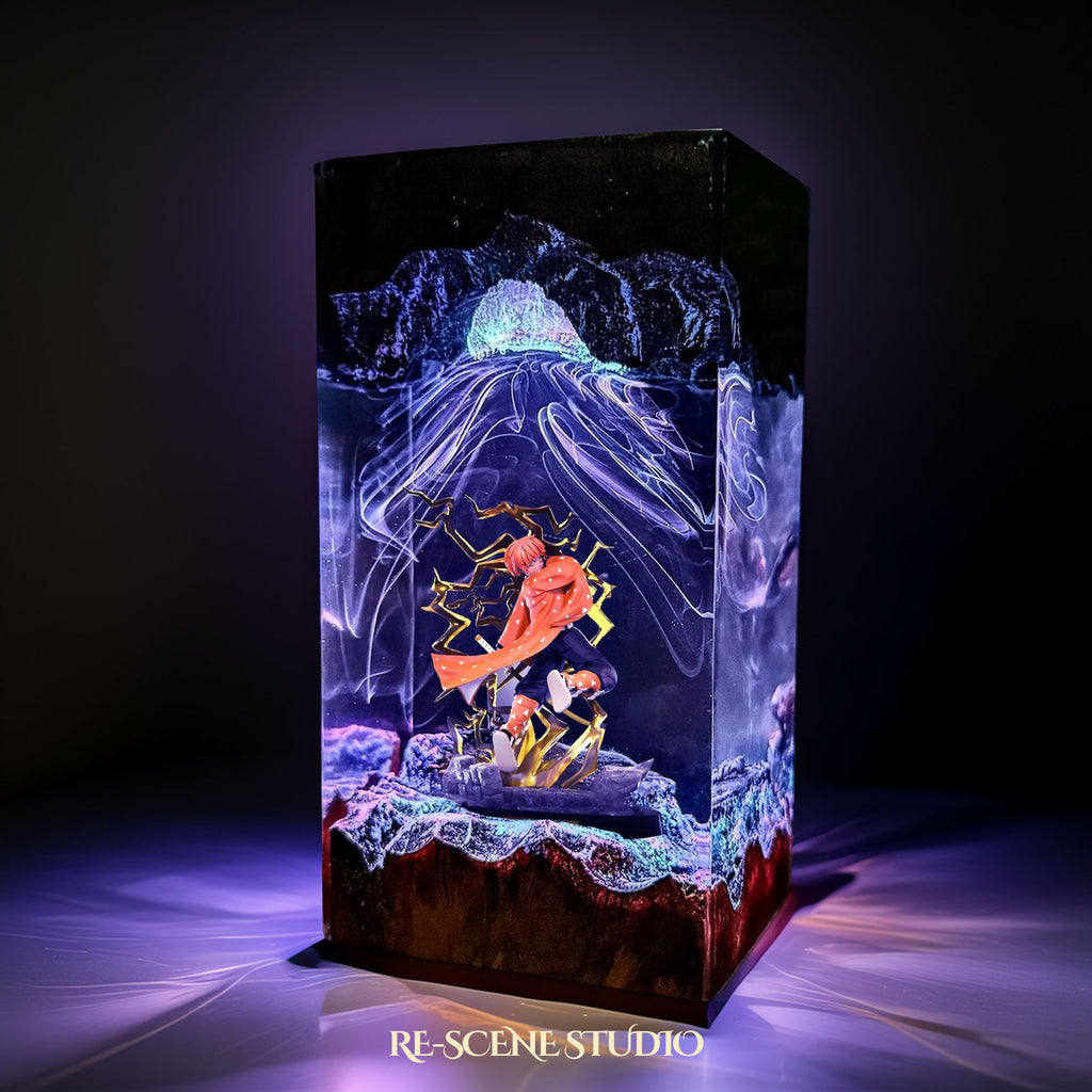 Zenitsu Resin Epoxy Lamp – Demon Slayer Multicolor / Size M: 7 x 13 x 7 (cm) – Handmade Epoxy Resin Lamp by Rescene Studio | Rescene Studio