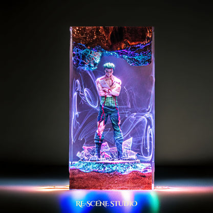 Roronoa Zoro Resin Lamp V4 — Handcrafted Epoxy Resin LED Lamp | Unique Ambient Decor & Collector's Gift