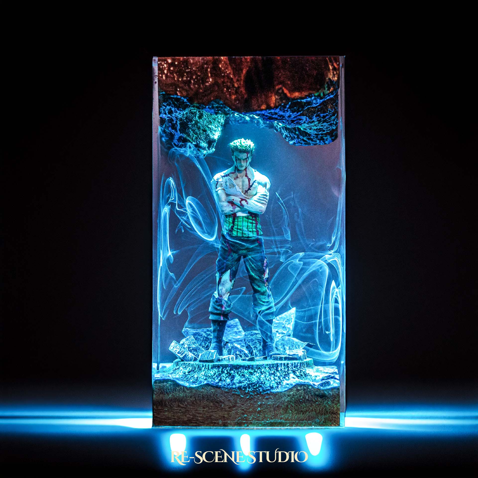 Roronoa Zoro Resin Lamp V4 — Side Profile View | Handmade Pop-Culture Resin Art, Perfect Themed Gift