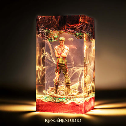 Roronoa Zoro Resin Lamp V4 — Handcrafted Epoxy Resin LED Lamp | Unique Ambient Decor & Collector's Gift