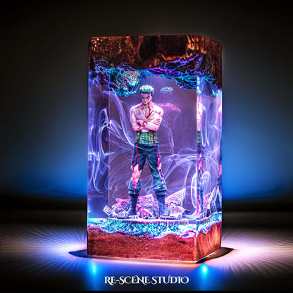 Roronoa Zoro Resin Lamp V4 — Detailed Display | Premium 3D Resin Diorama with RGB Color-Changing Light