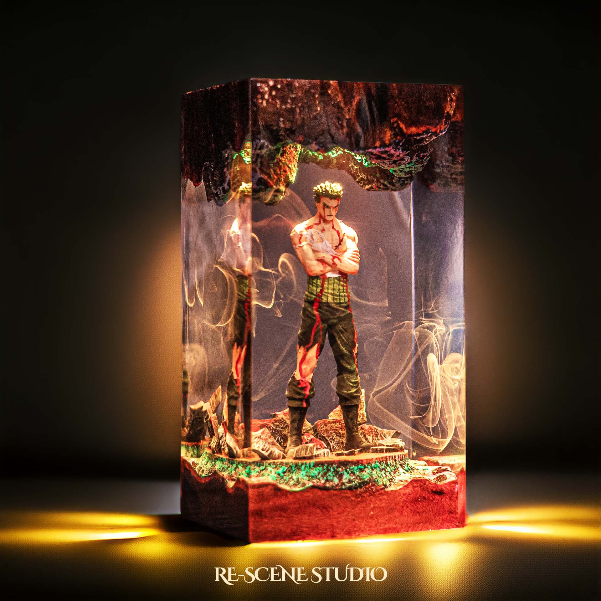 Roronoa Zoro Resin Lamp V4 — Side Profile View | Handmade Pop-Culture Resin Art, Perfect Themed Gift