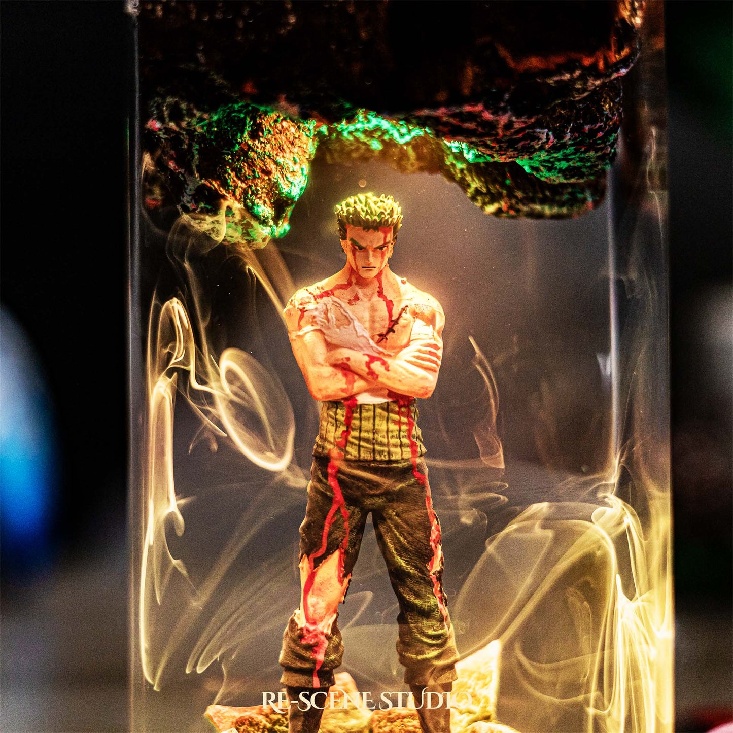 Roronoa Zoro Resin Lamp V4 — Closeup Detail | Original Epoxy Resin Sculpture with Built-in LED Glow