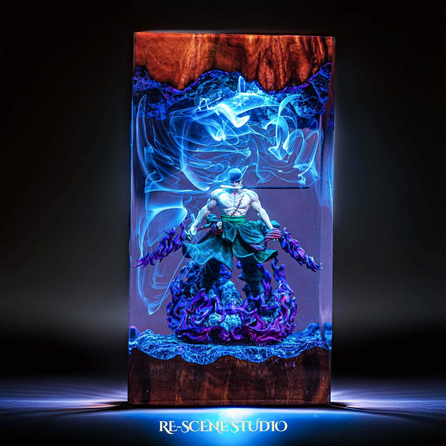 Roronoa Zoro Resin Lamp V5 — Side Profile View | Handmade Pop-Culture Resin Art, Perfect Themed Gift