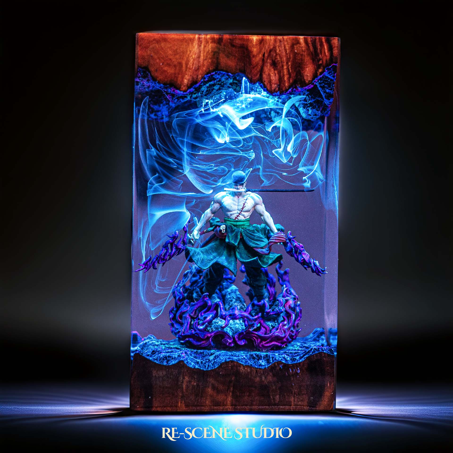Roronoa Zoro Resin Lamp V5 — Side Profile View | Handmade Pop-Culture Resin Art, Perfect Themed Gift