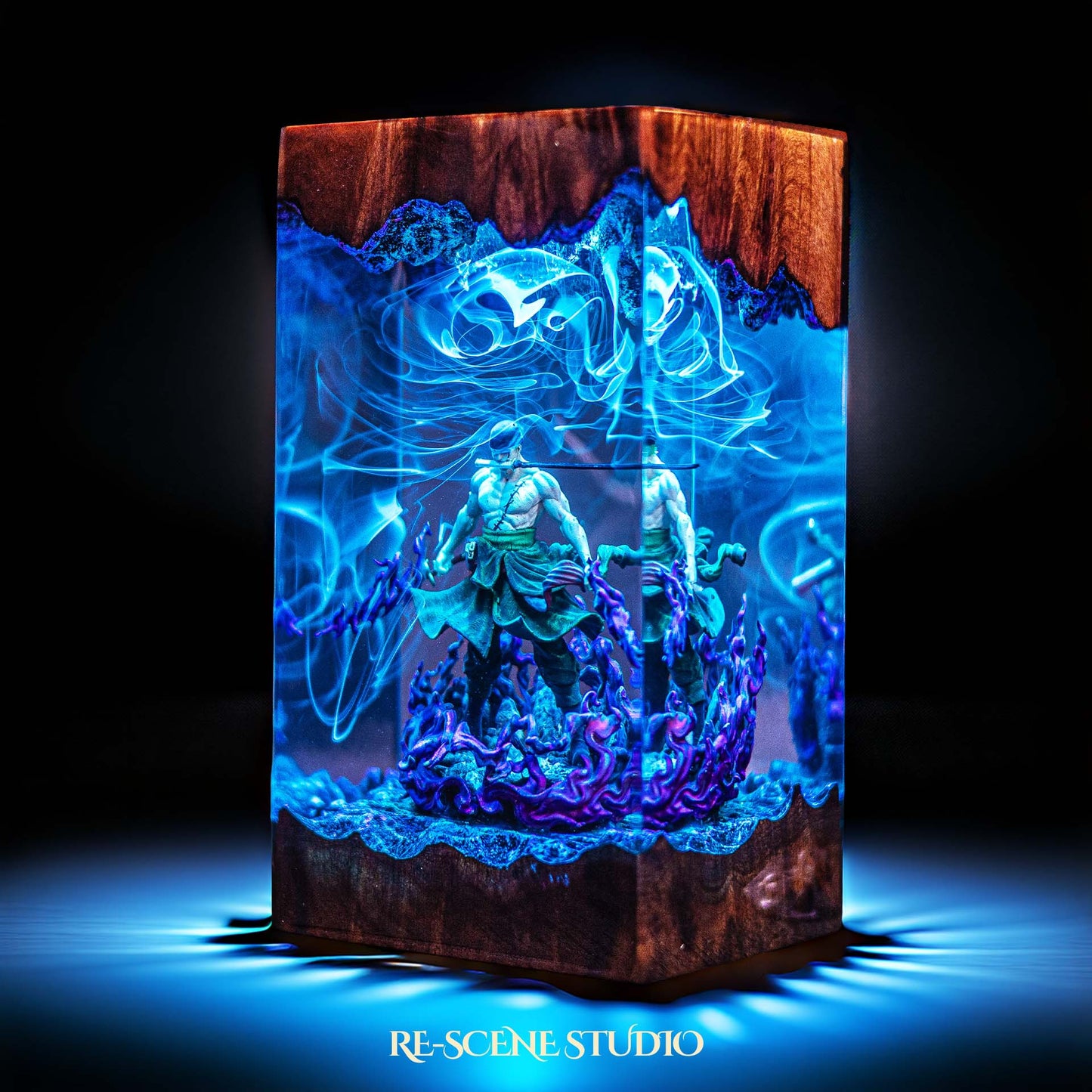 Roronoa Zoro Resin Lamp V5 — Closeup Detail | Original Epoxy Resin Sculpture with Built-in LED Glow