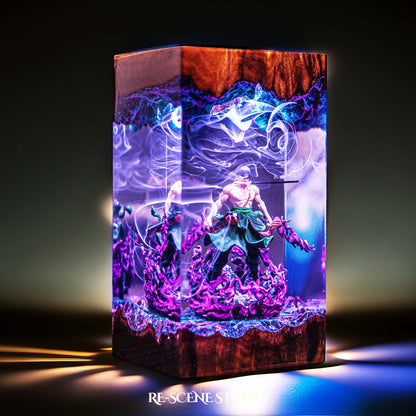Roronoa Zoro Resin Lamp V5 — Handcrafted Epoxy Resin LED Lamp | Unique Ambient Decor & Collector's Gift