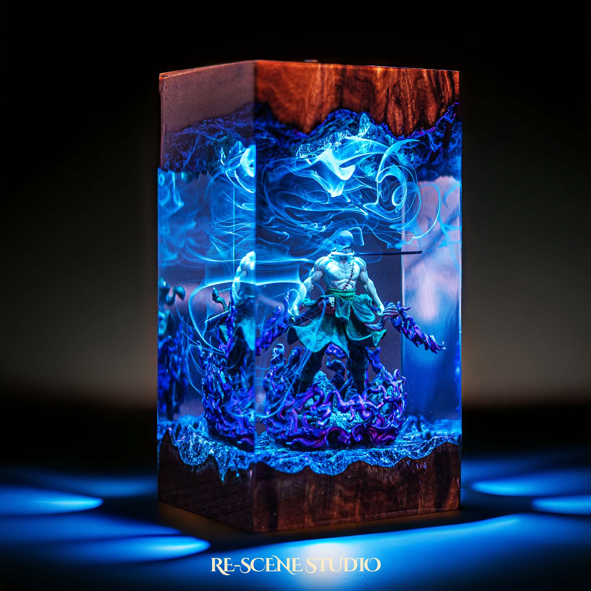 Roronoa Zoro Resin Lamp V5 — Side Profile View | Handmade Pop-Culture Resin Art, Perfect Themed Gift