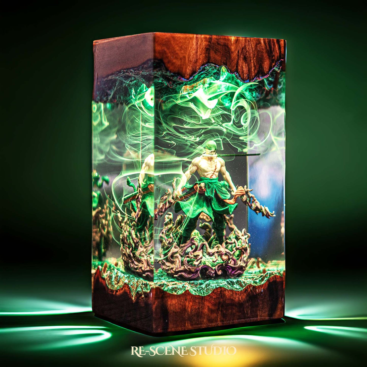 Roronoa Zoro Resin Lamp V5 — Closeup Detail | Original Epoxy Resin Sculpture with Built-in LED Glow