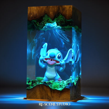 Blue Cosmic Pet Creature Resin Lamp V2 — Detailed Display | Premium 3D Resin Diorama with RGB Color-Changing Light