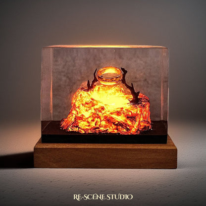 Lava Resin Lamp lit up in the dark, Lord of the Rings resin diorama night light