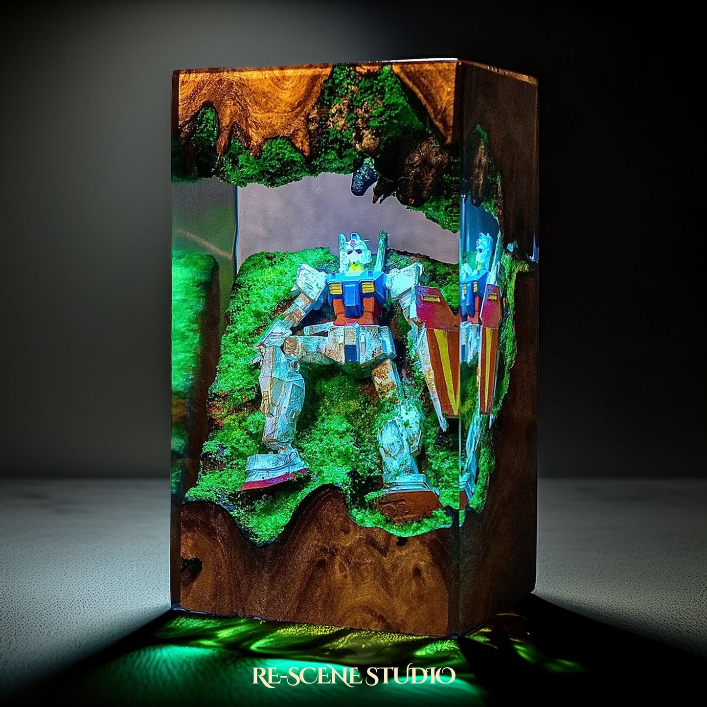 Mecha Pilot Armor Resin Lamp — Display Setup | Artisan Resin Art Lamp, Ambient Light for Home or Office