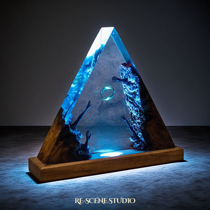 Hands from the Dead Resin Lamp lit up in the dark, Lord of the Rings resin diorama night light