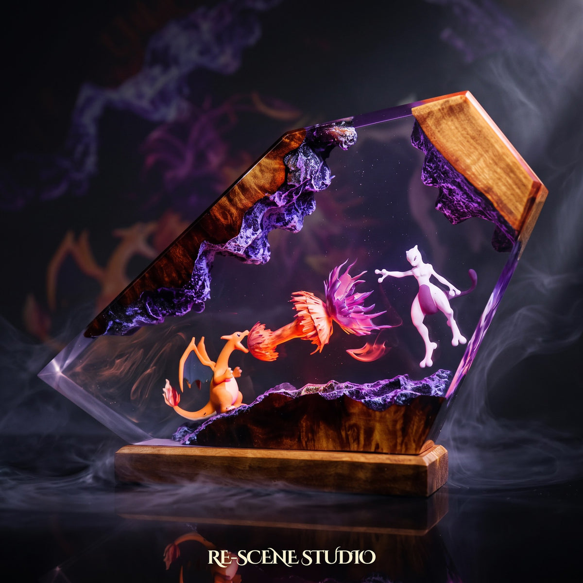 Charizard vs Mewtwo Resin Lamp — premium Pokemon resin art lamp, a gift-ready piece for collectors