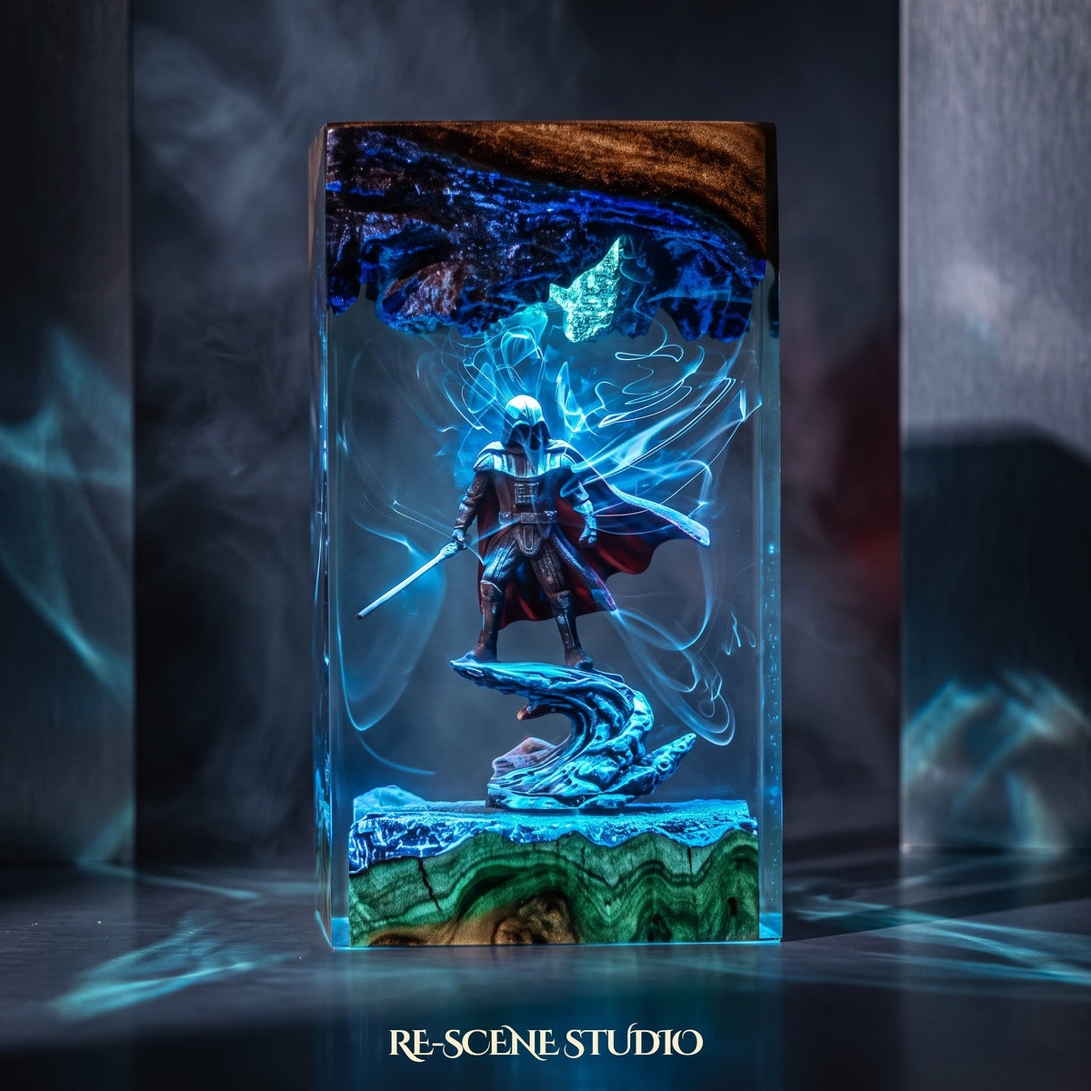 Star Wars collectible: the Darth Vader Resin Lamp V3, handmade on a wooden base