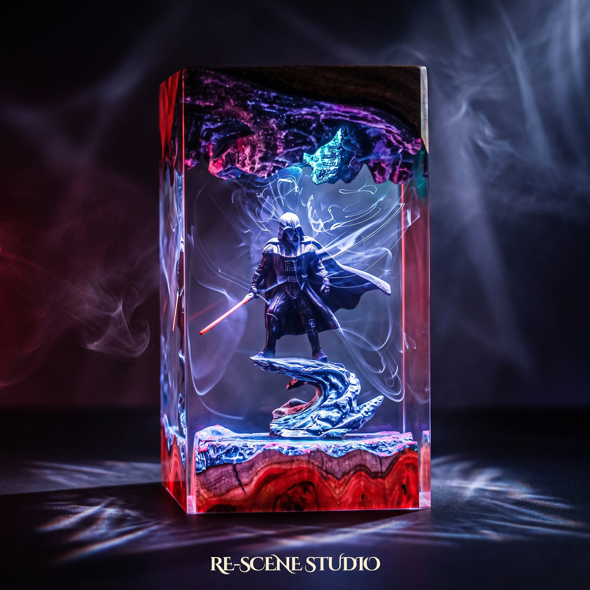 Glowing Darth Vader Resin Lamp V3: Star Wars fan decor sealed in crystal-clear epoxy resin