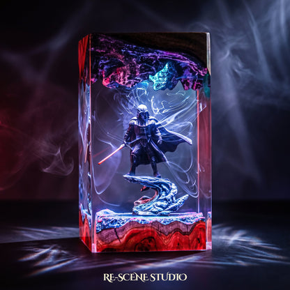 Glowing Darth Vader Resin Lamp V3: Star Wars fan decor sealed in crystal-clear epoxy resin