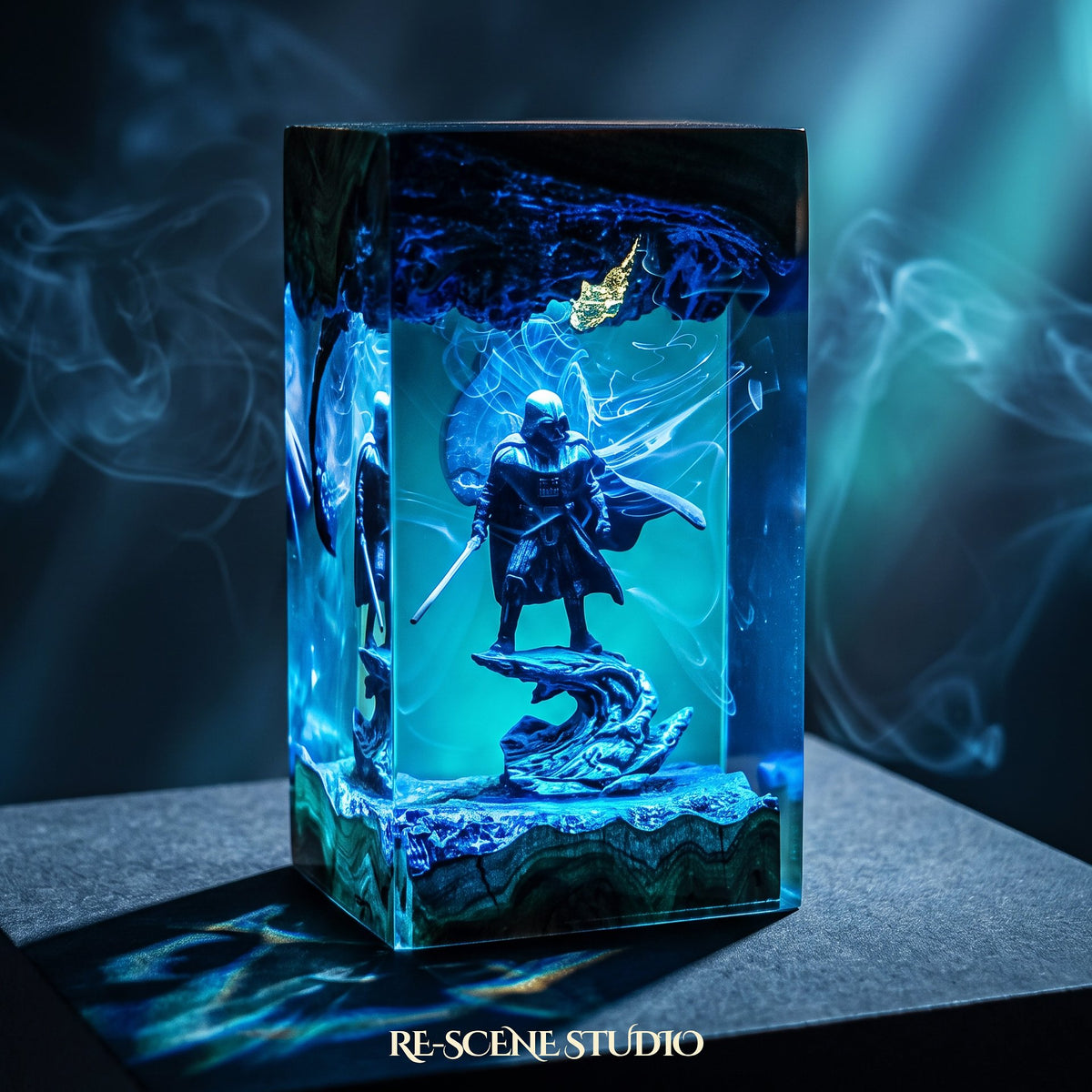 Darth Vader Resin Lamp V3 from another angle — handmade Star Wars LED resin lamp by Rescene Studio