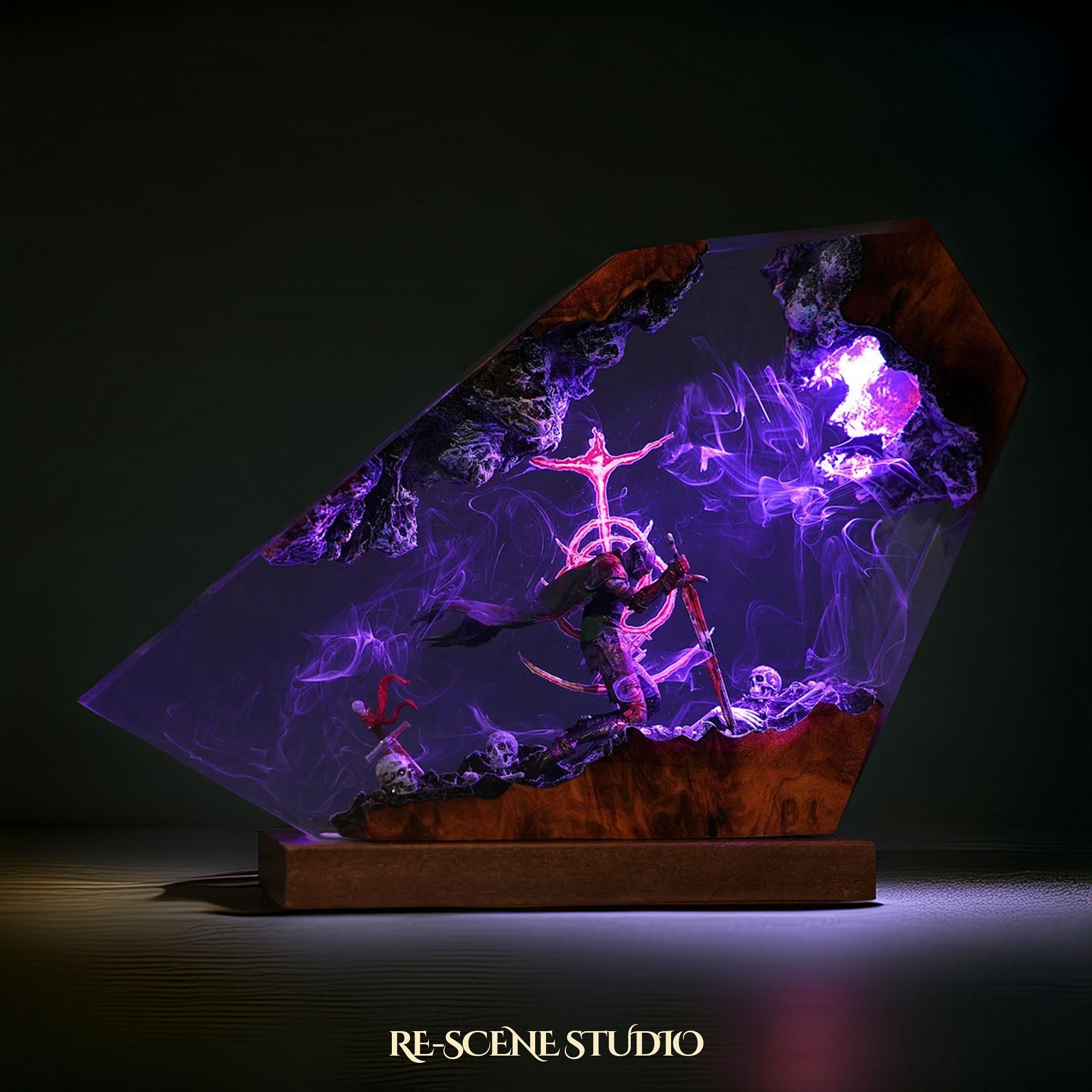 M.ali.keth T.he B.lack B.lade Resin Lamp — Handcrafted Epoxy Resin LED Lamp | Unique Ambient Decor & Collector's Gift