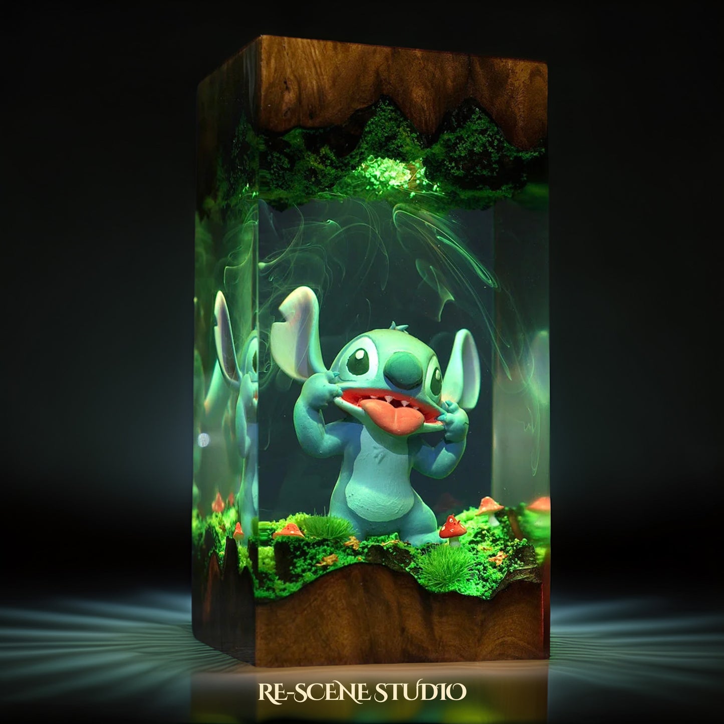 Blue Cosmic Pet Creature Resin Lamp V2 — Side Profile View | Handmade Pop-Culture Resin Art, Perfect Themed Gift