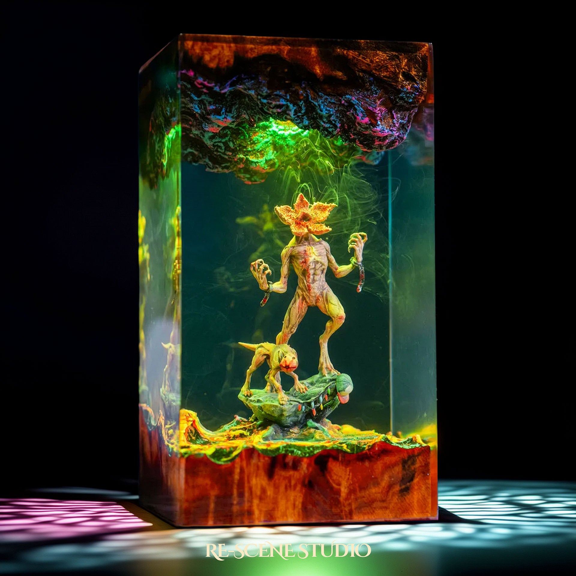 Lifestyle photo of Demogorgon resin lamp for home decor collectors