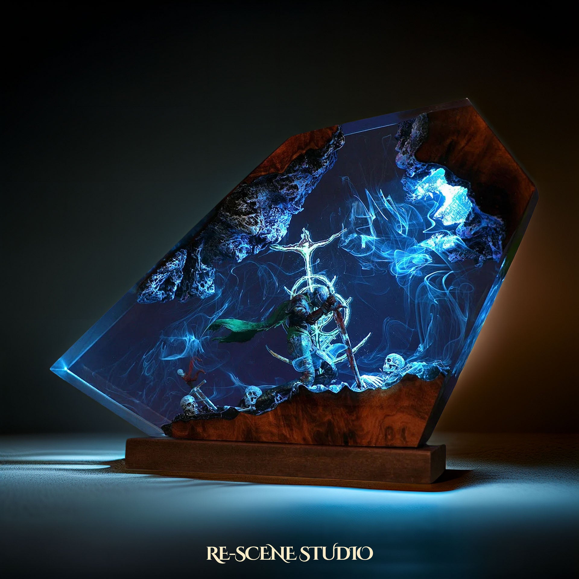M.ali.keth T.he B.lack B.lade Resin Lamp — Display Setup | Artisan Resin Art Lamp, Ambient Light for Home or Office