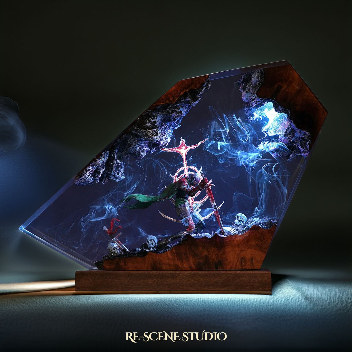 M.ali.keth T.he B.lack B.lade Resin Lamp — Side Profile View | Handmade Pop-Culture Resin Art, Perfect Themed Gift