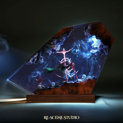 M.ali.keth T.he B.lack B.lade Resin Lamp — Side Profile View | Handmade Pop-Culture Resin Art, Perfect Themed Gift