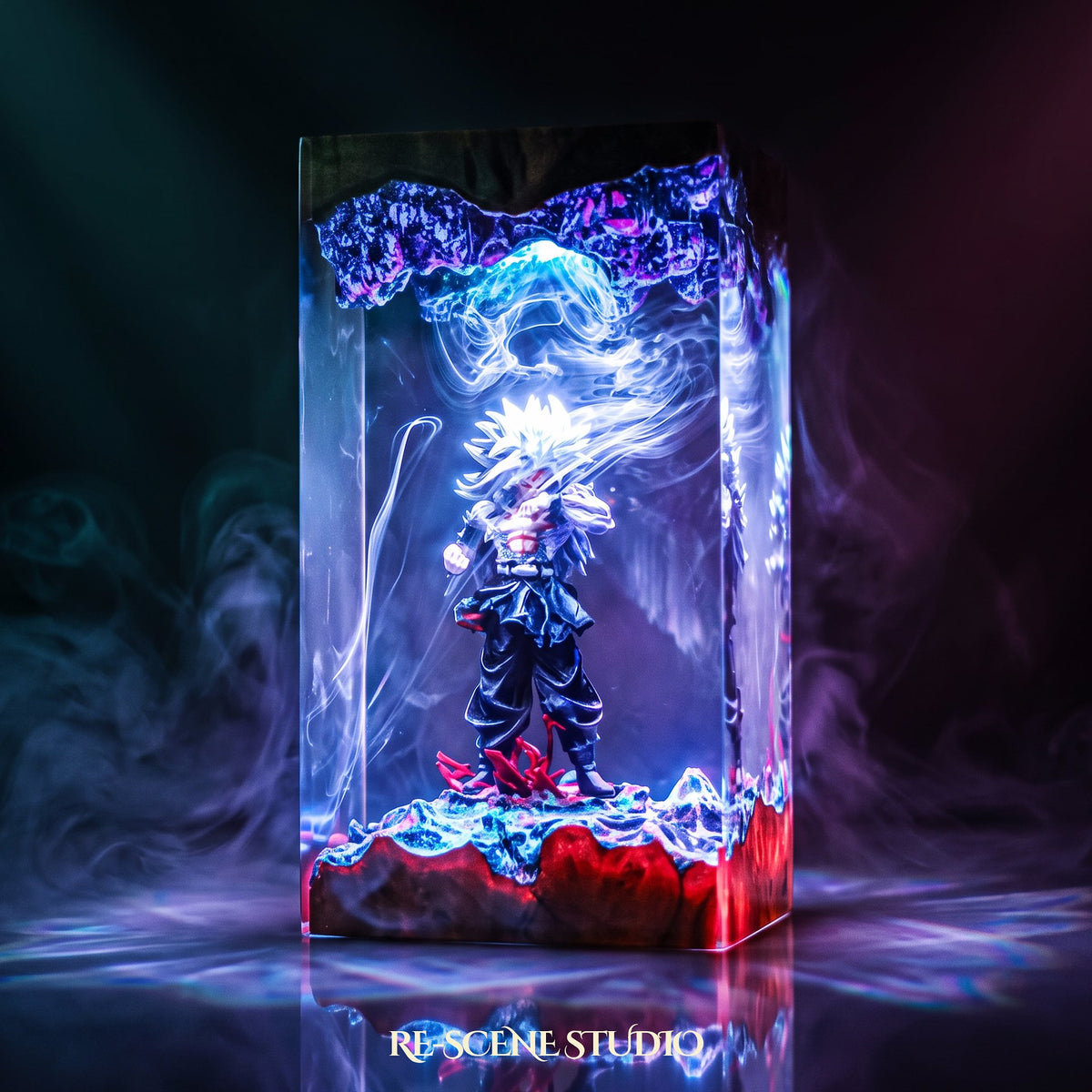 Goku Super Saiyan 5 Resin Lamp V2 (Dragon Ball) — hand-poured epoxy resin night light glowing in 16 RGB colors
