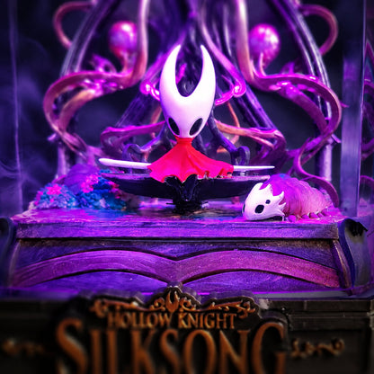 Close-up of Hornet inside the Hornet Resin Lamp V4 — Hollow Knight: Silksong detail in clear epoxy resin