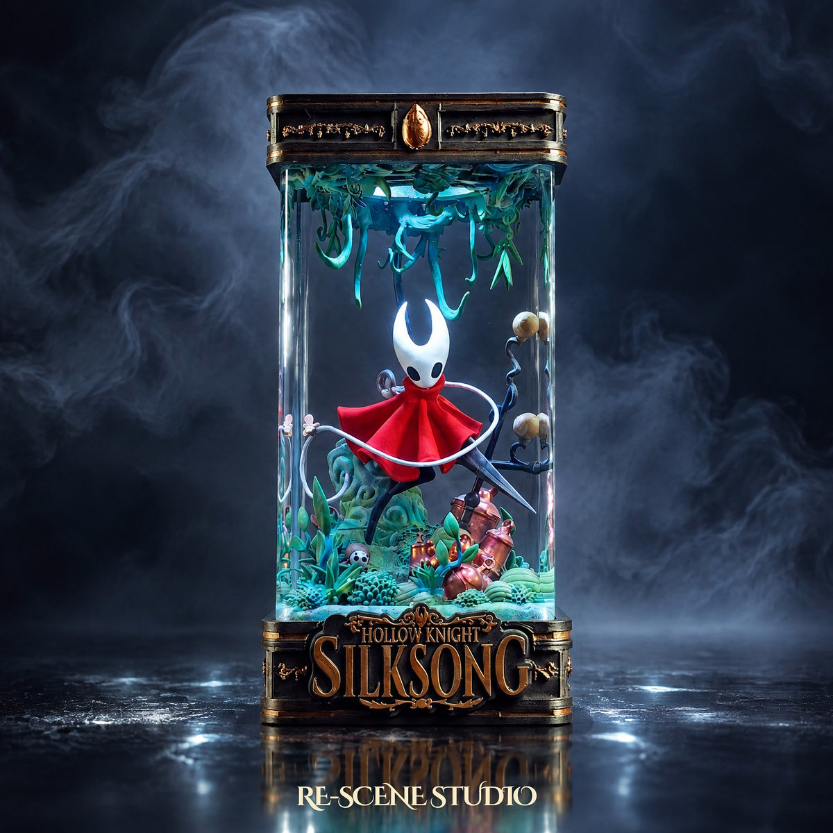 Hornet Resin Lamp V5 (Hollow Knight: Silksong) — hand-poured epoxy resin lamp glowing in 16 RGB colors