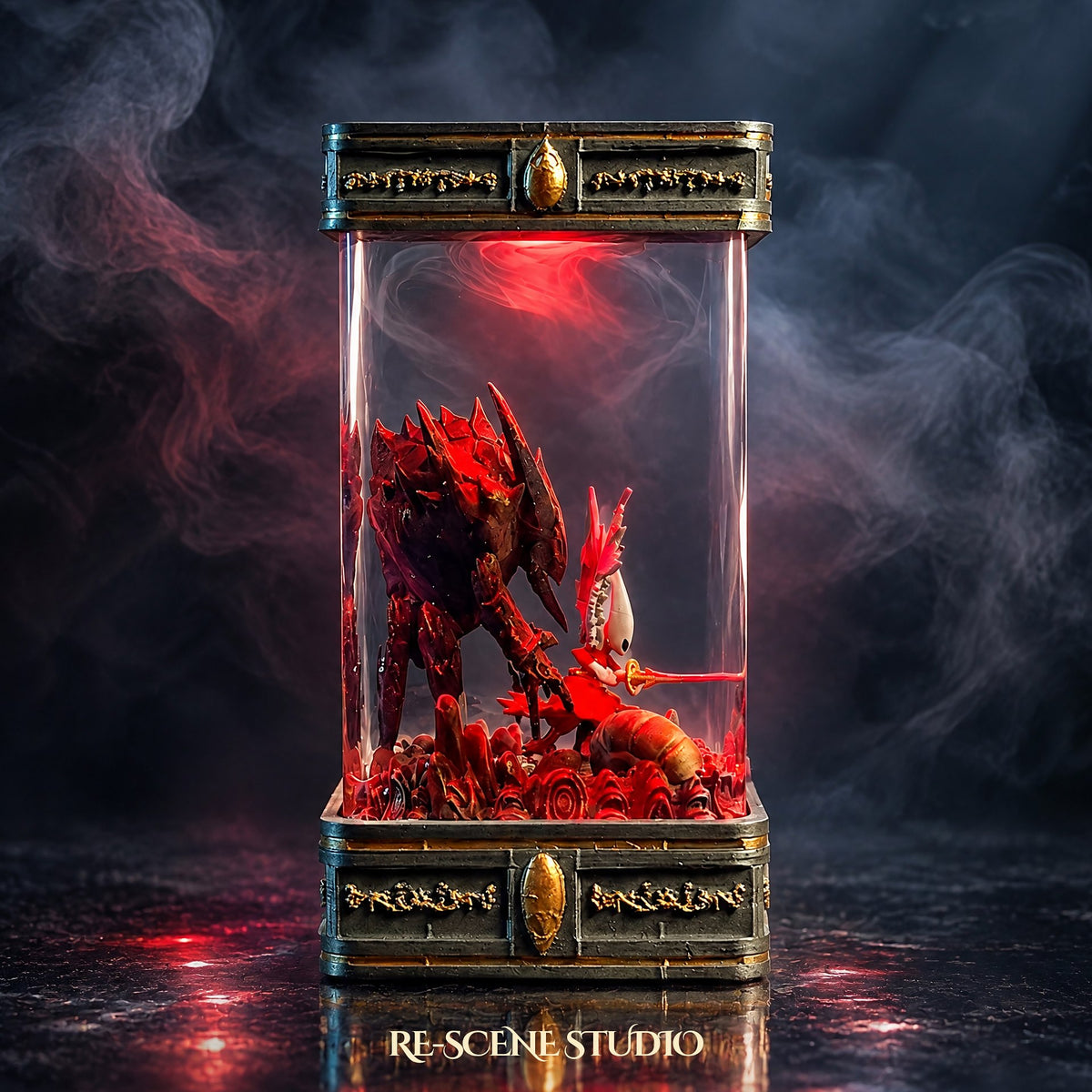 Hollow Knight: Silksong collectible — the Hornet Resin Lamp V6 on its ornate Silksong-lettered base