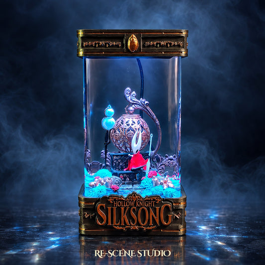 Hornet Resin Lamp V7 (Hollow Knight: Silksong) — hand-poured epoxy resin lamp glowing in 16 RGB colors