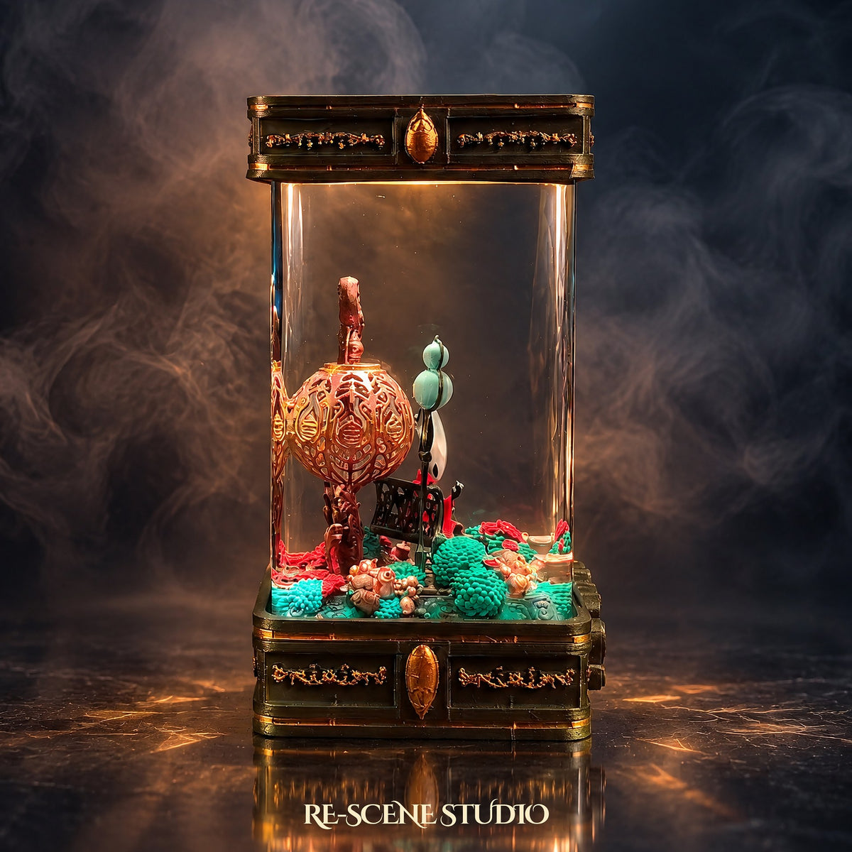 Hollow Knight: Silksong collectible — the Hornet Resin Lamp V7 on its ornate Silksong-lettered base