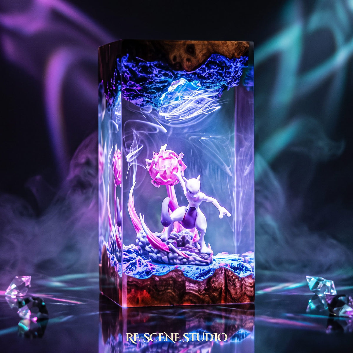 Mewtwo Resin Lamp V3 — premium Pokemon resin art lamp, a gift-ready piece for collectors