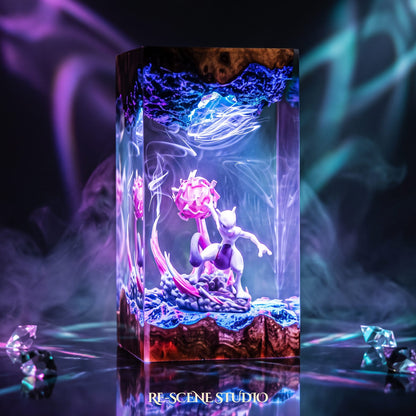 Mewtwo Resin Lamp V3 — premium Pokemon resin art lamp, a gift-ready piece for collectors