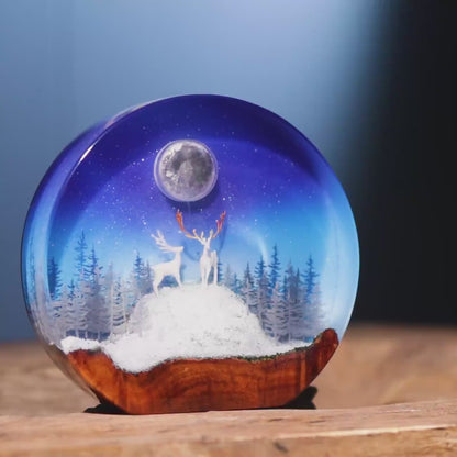 Moonlit Forest Epoxy Resin Globe Lamp
