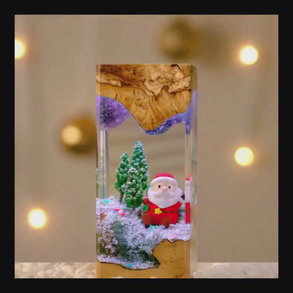 Lampe en résine époxy Père Noël