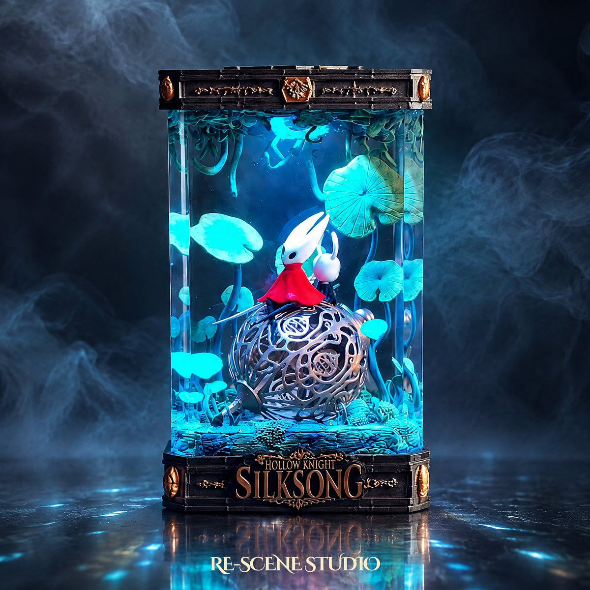 The Knight & Hornet Resin Lamp V2 — handmade Hollow Knight: Silksong LED resin lamp by Rescene Studio